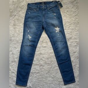 Hollister Blue Women's Distressed Super Skinny Stretch Jeans in Size W29 L32